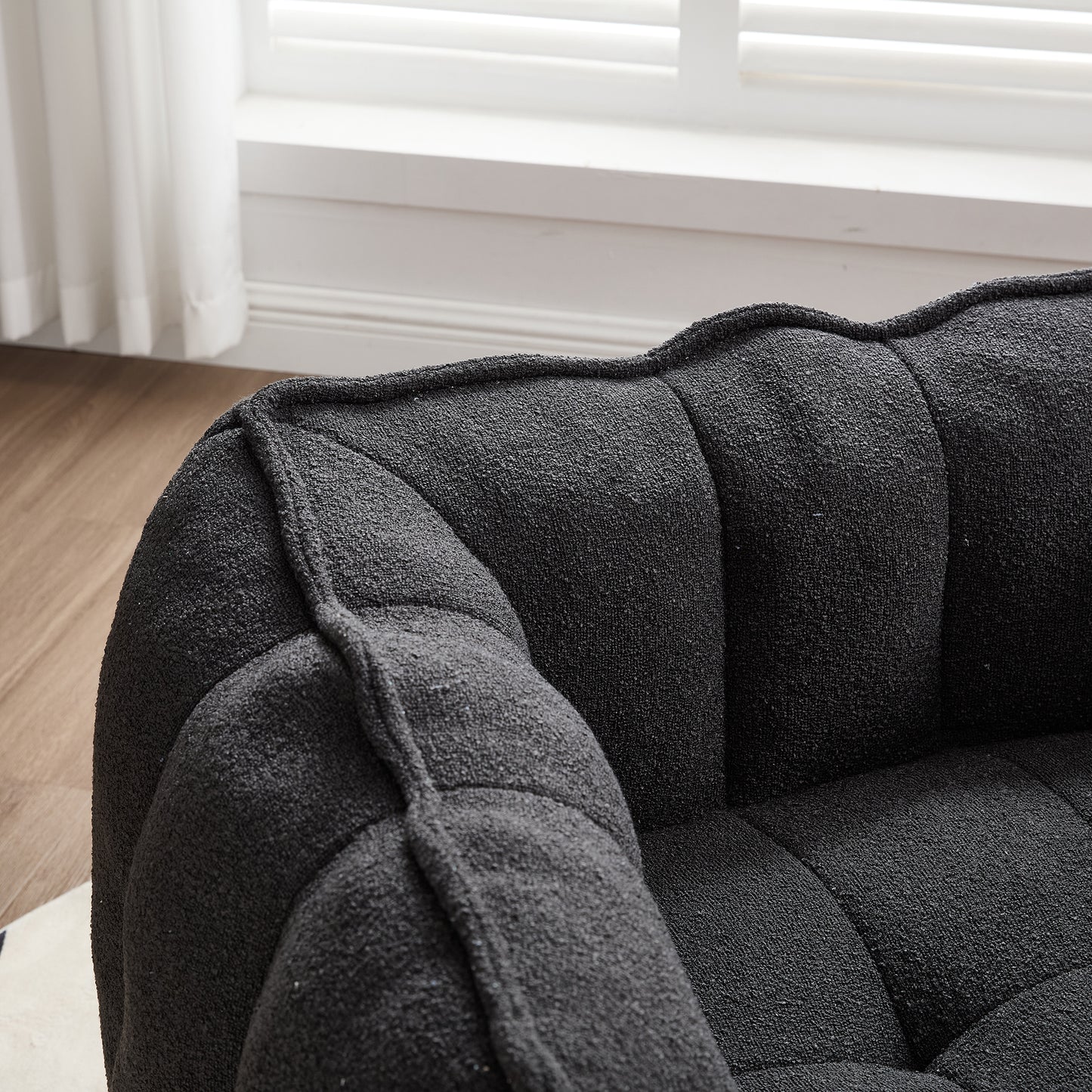 Soft Black Bean Bag Chair with High Resilient Foam for Adults
