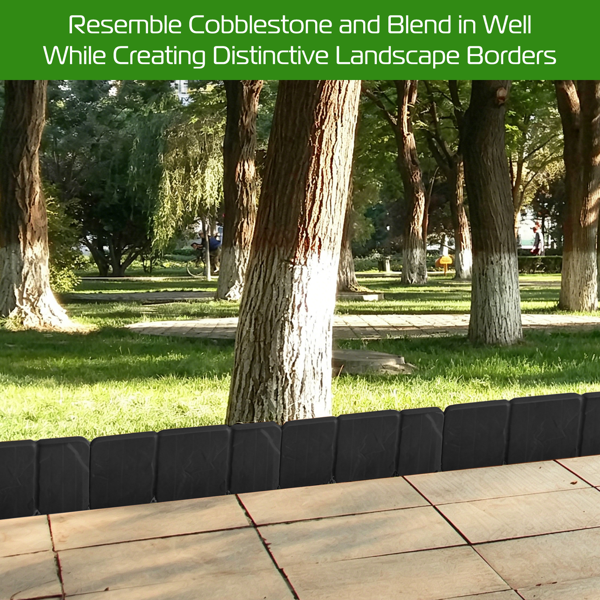 Plastic Lawn Edging Set - Interlocking Garden Border for Flower Beds & Walkways, 20 Pieces, 16ft