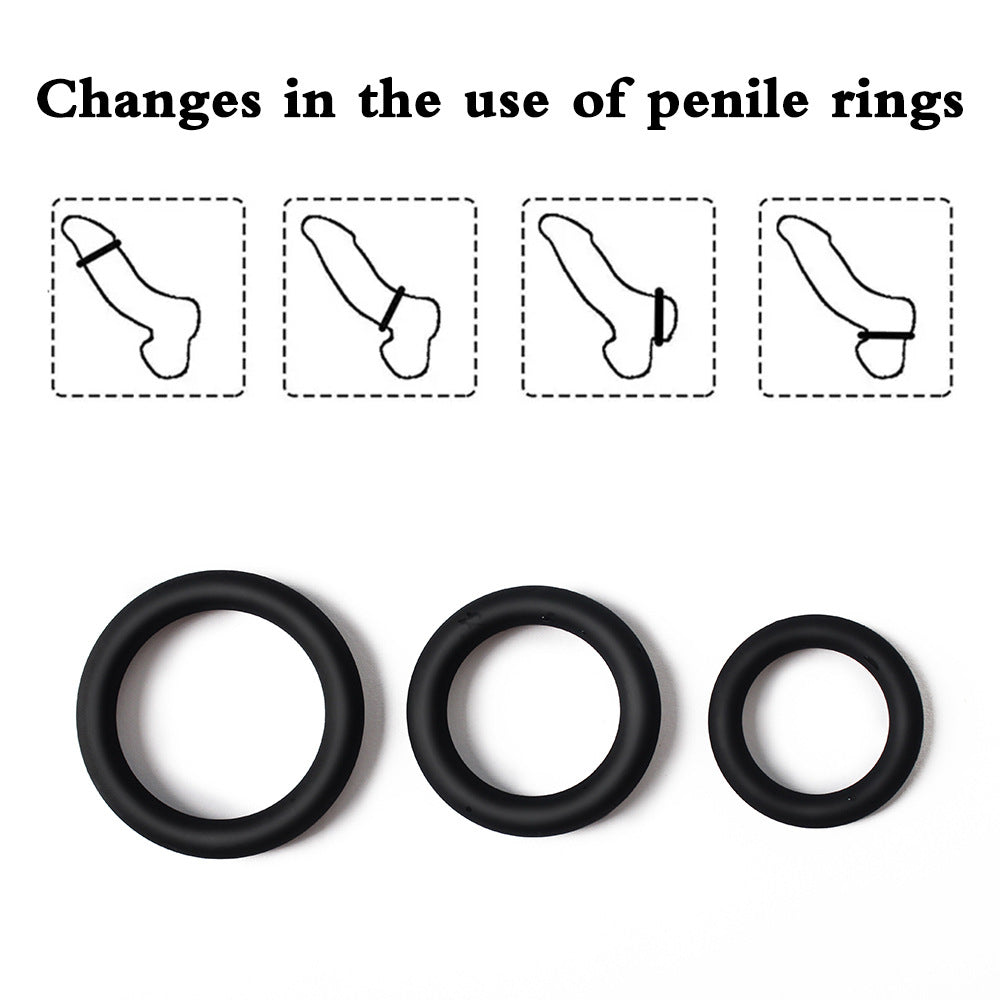 Men's Silicone Delay Ring Set - Luminous and Black Adjustable Cock Rings