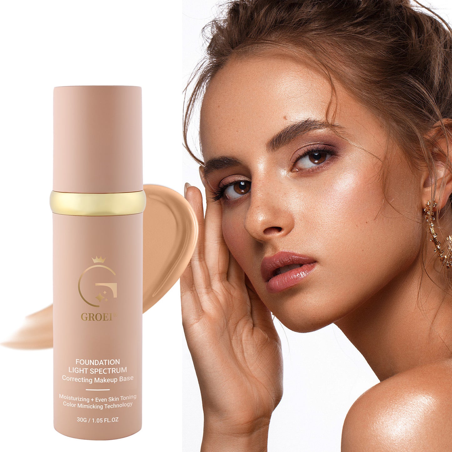 Waterproof Face Foundation with Concealer & Moisturizer 30ml - Durable Smear-Proof Makeup