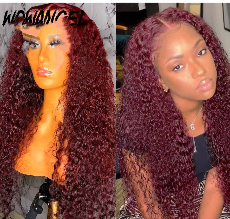 Fluffy Mid-Length Curly Hair Wig - Wine Red