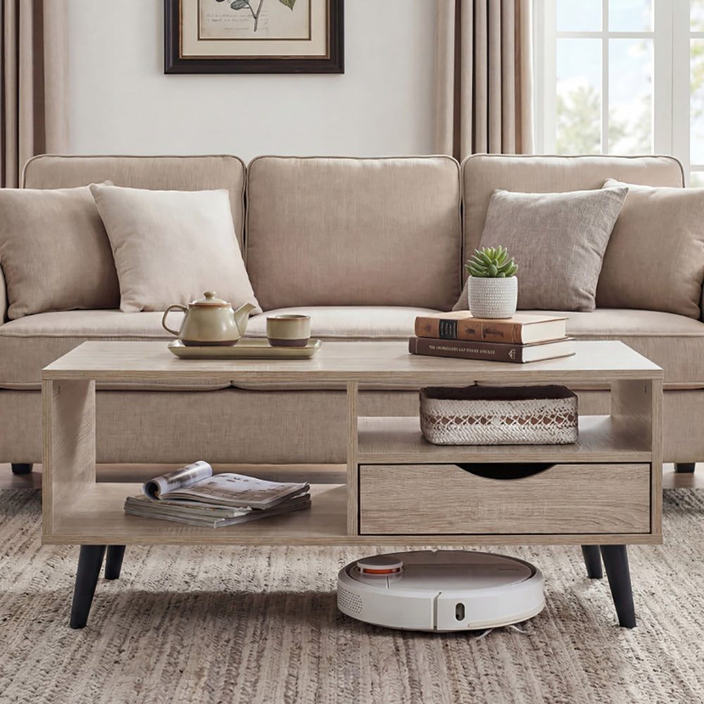 Coffee Table With Storage Rustic Rectangle Center For Living Rooms,
