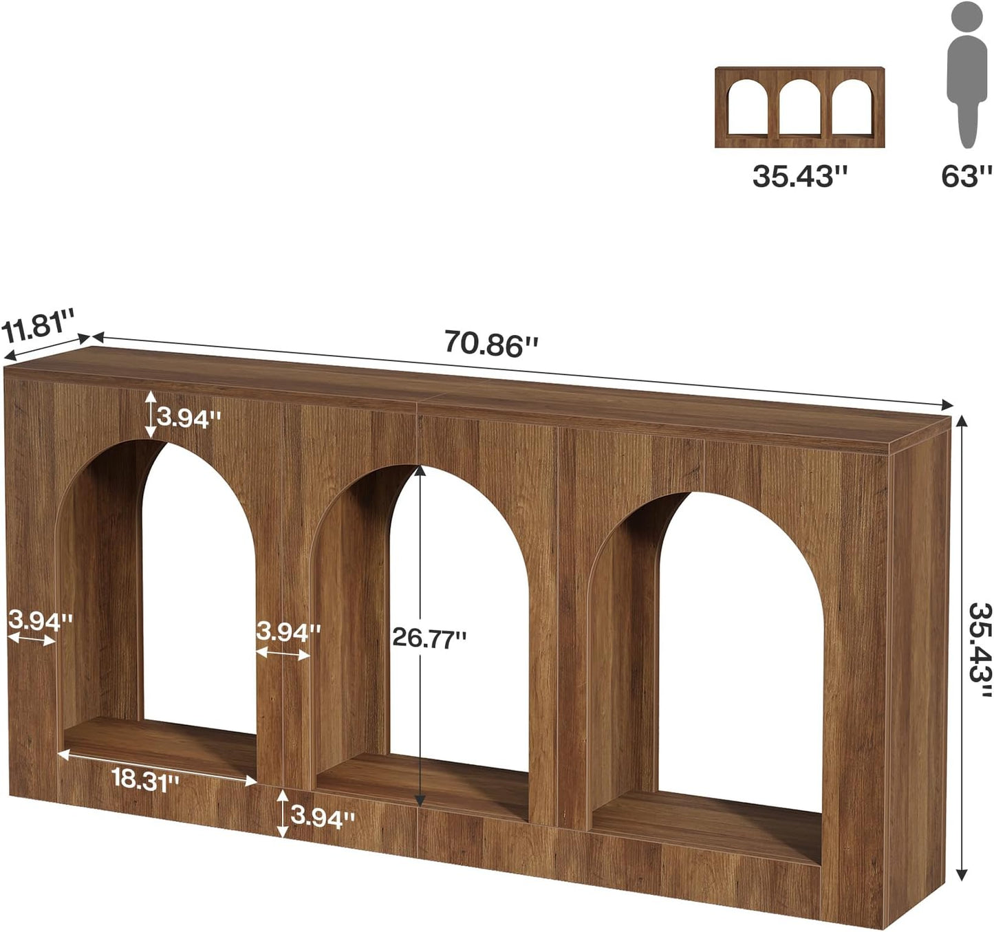 Stylish Arched Console Table - Brown Entryway Table