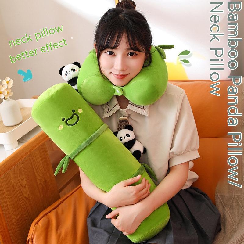 Cute Animal Bamboo Pipe Panda Pillow U-Shaped Neck Support Cushion