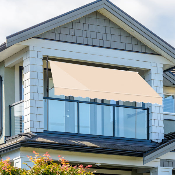 Retractable Patio Awning - Khaki Sun Shade Shelter