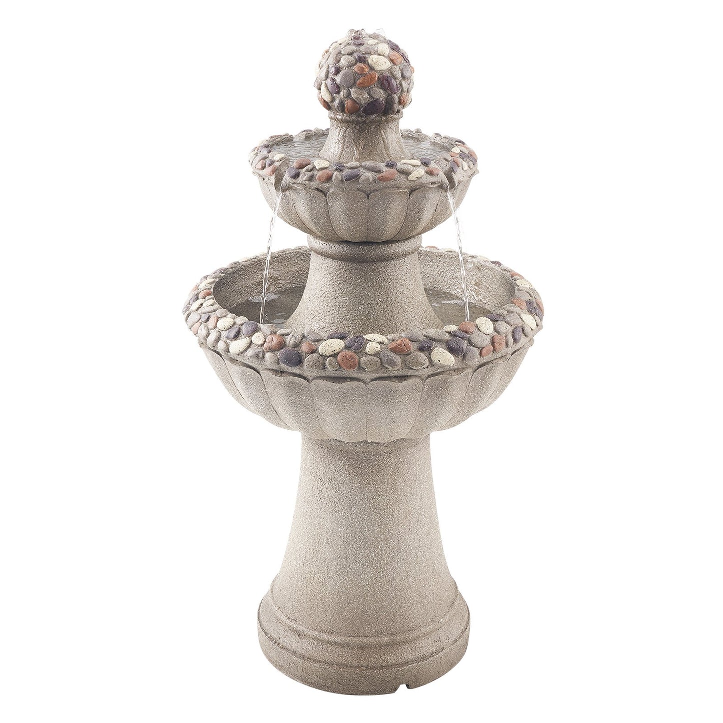 Outdoor 2-Tier Rock Base Water Fountain - 36.5 Inch Garden Decor with Splash-Proof Design