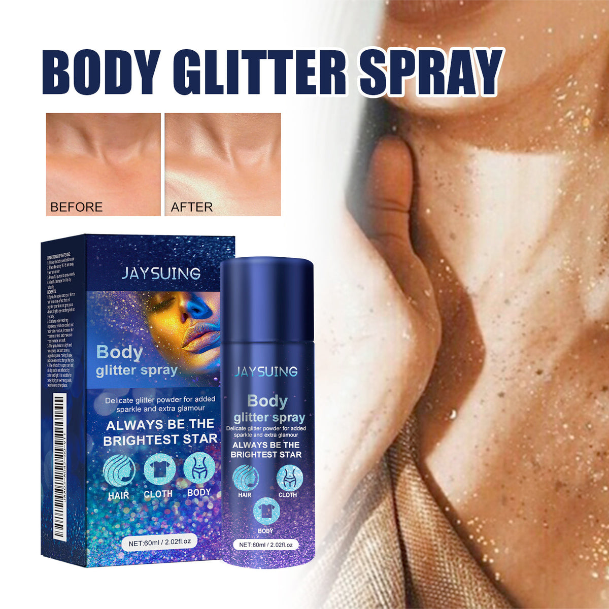 Brightening Glitter Facial Body Clavicle Hair Highlight Spray Evening