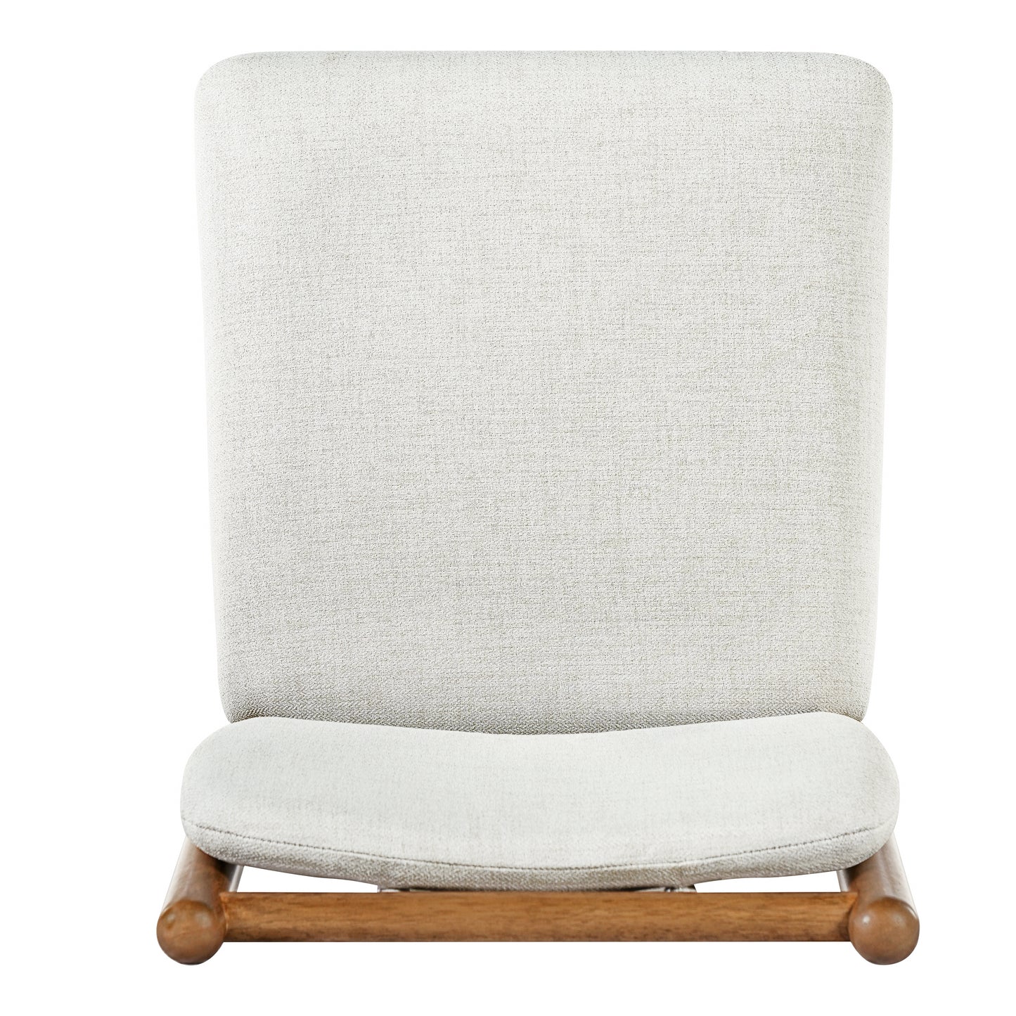 Modern Armless Dining Chairs Set of 2 - Beige Fabric & Dark Walnut