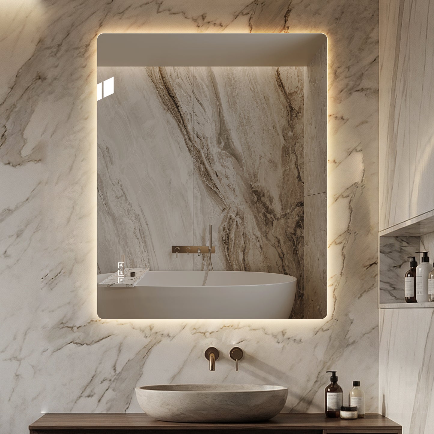 36x30 Inch LED Bathroom Mirror with Anti-Fog & Dimmable Lights