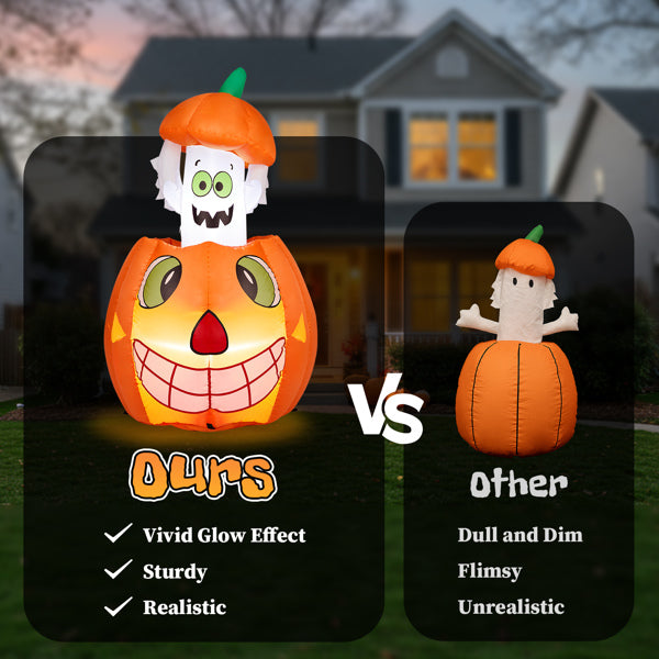2.8FT Inflatable Animated Pumpkin Ghost with LED Lights