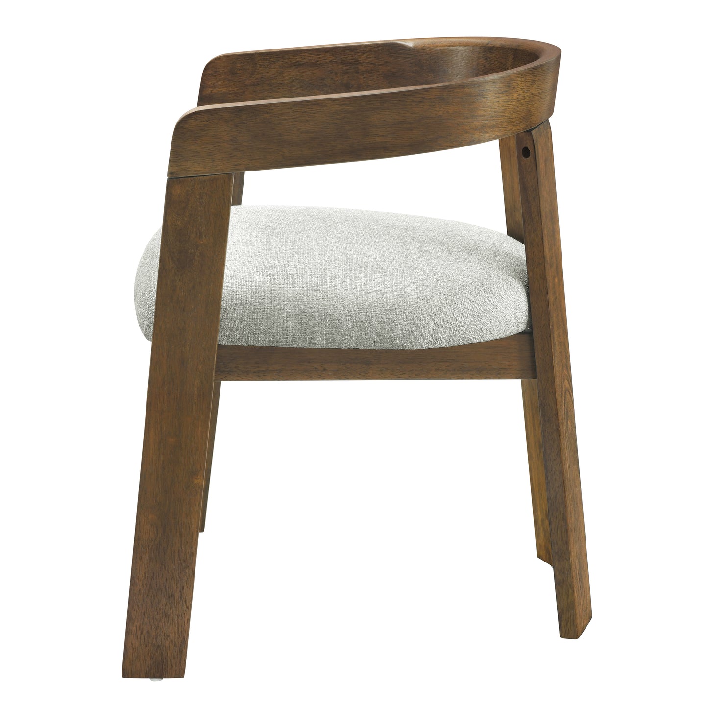 Set of 2 Modern Barrel Dining Chairs - Upholstered Rubber Wood Frame