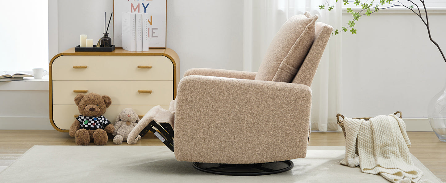 Swivel Rocker Recliner Chair - Teddy Fleece Oatmeal