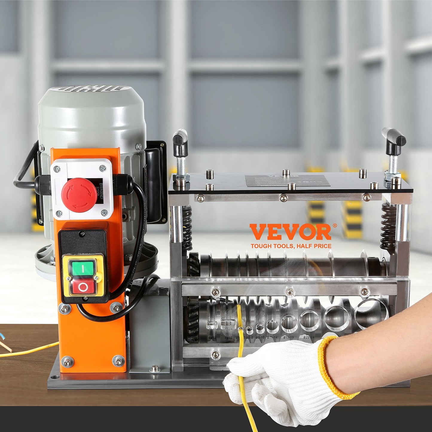 Electric Wire Stripping Machine 750W, 98 Ft/Min Cable Peeler with Visible Depth - Blue