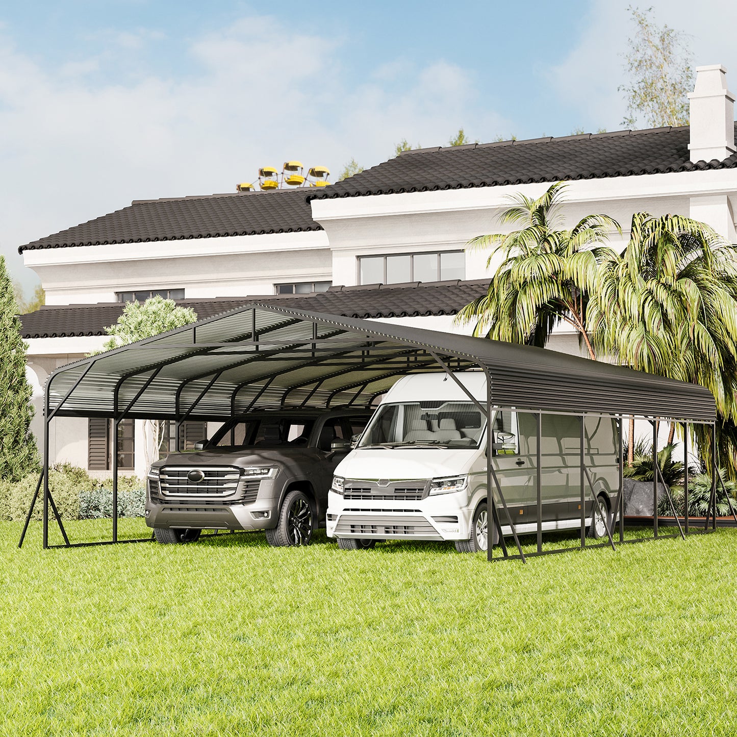 Carport Canopy 20 X30 Heavy Duty Car Port Galvanized Steel Roof,