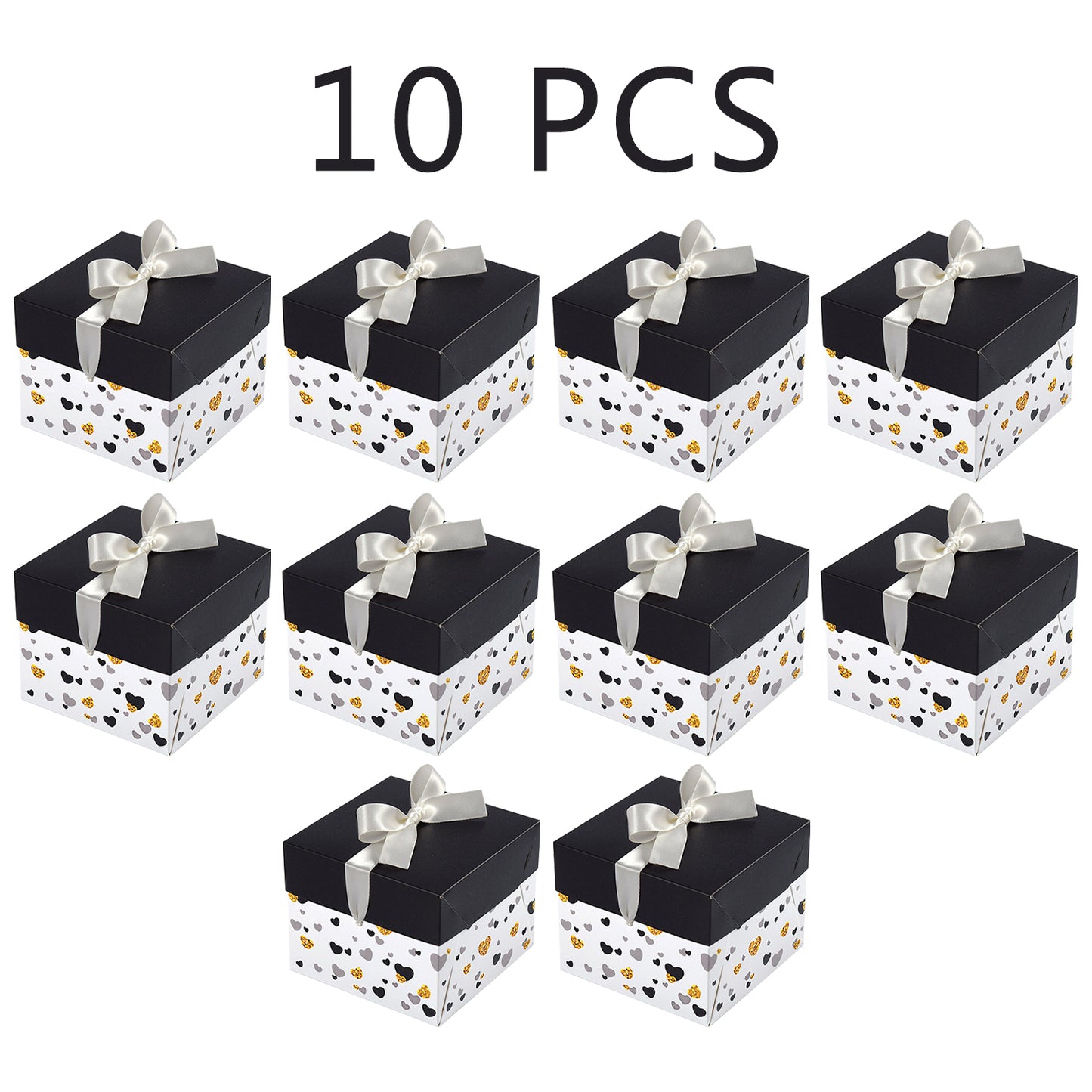 10 Pack Black and White Gift Boxes - Perfect for Events