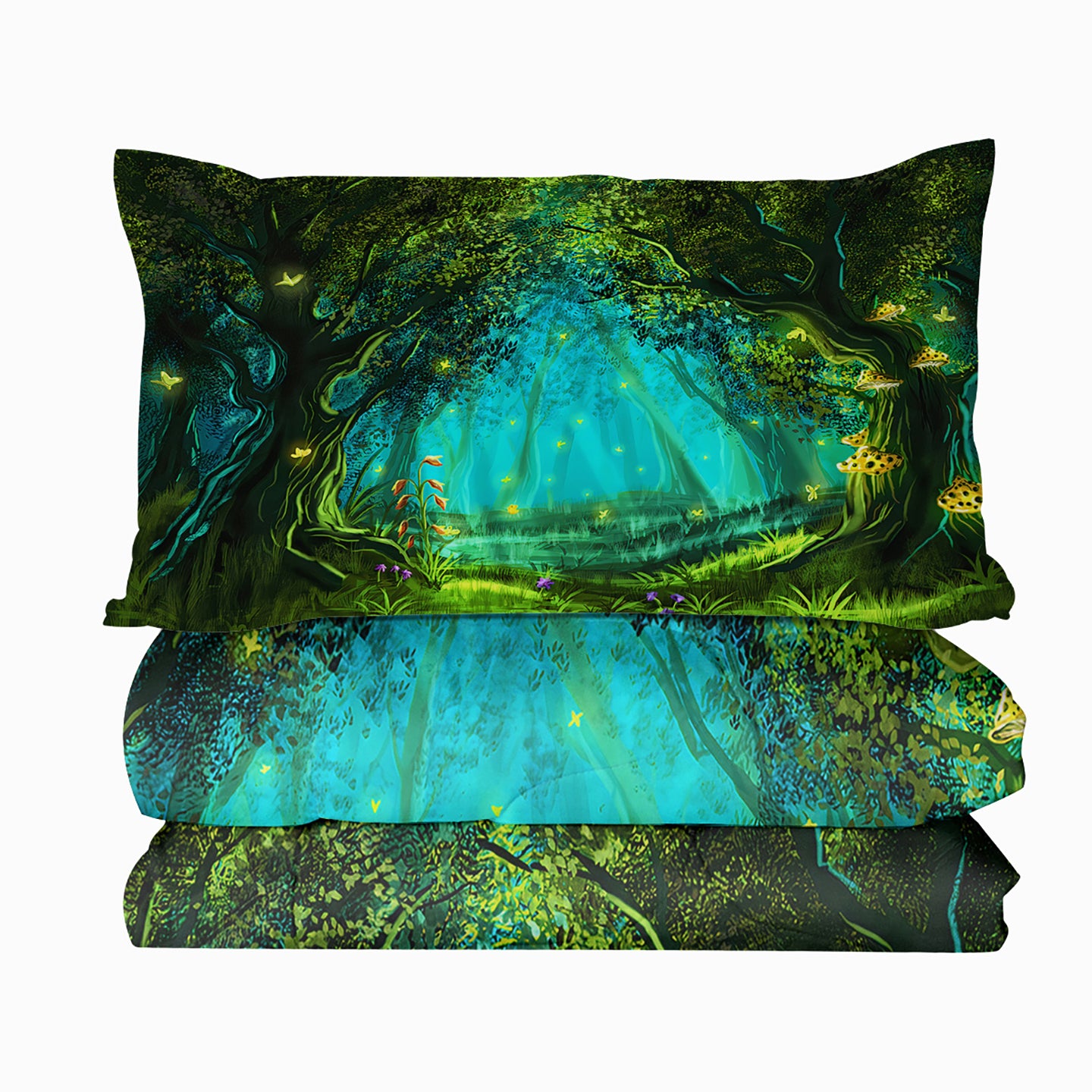 Green Comforter Set - 3-Piece Bedding Set with Shams