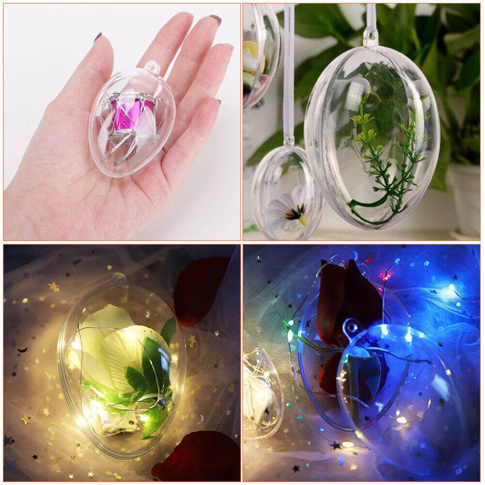 5 PCS Clear Plastic Fillable Christmas Tree Ornaments