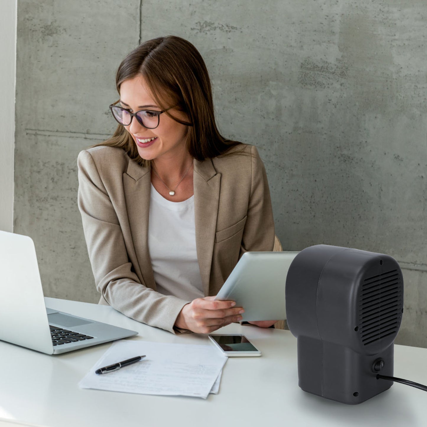 400W Portable Electric Space Heater for Home Office Small Room Grey