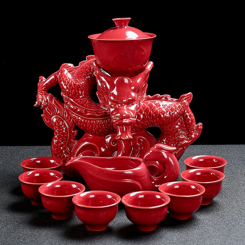 Ceramic Tea Set with Full Accessories - Semi-Automatic Style, Multiple Colors