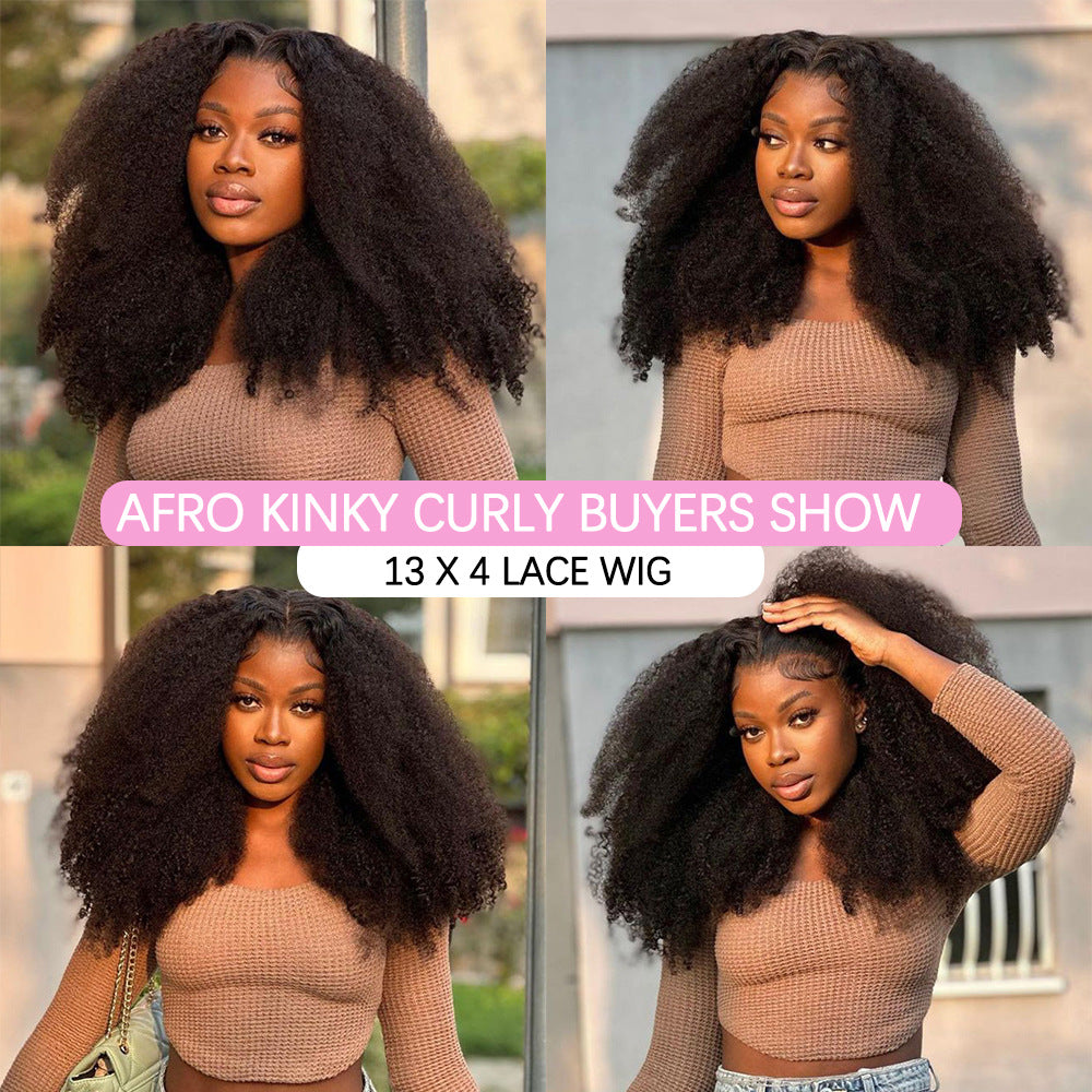 Front Lace Real Explosion Wig - Afro Kinky Curly Synthetic Hair for Ladies