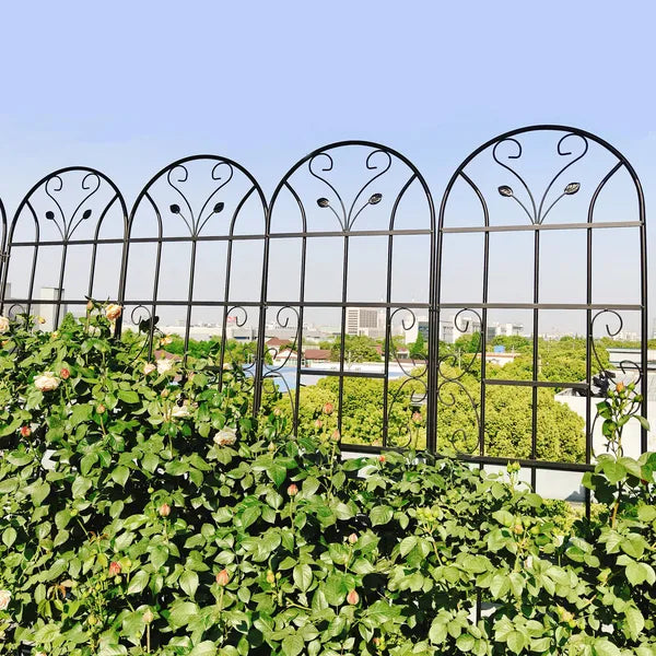 Metal Garden Trellis - 86.7" Rustproof Support for Climbing Plants - Black - 4 Pack