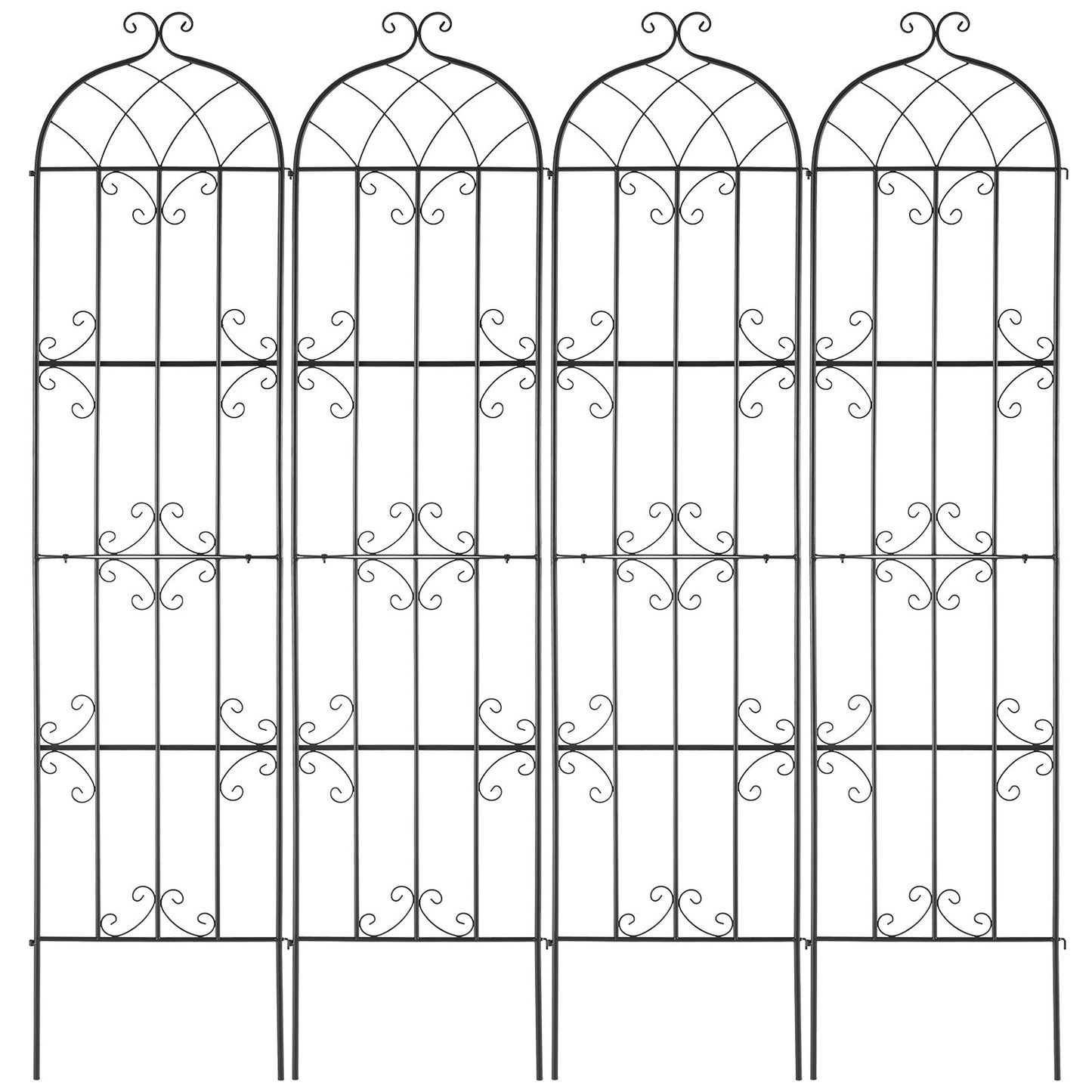 Metal Garden Trellis Support 87x20 Inches Rustproof Climbing Plant Frame - Black