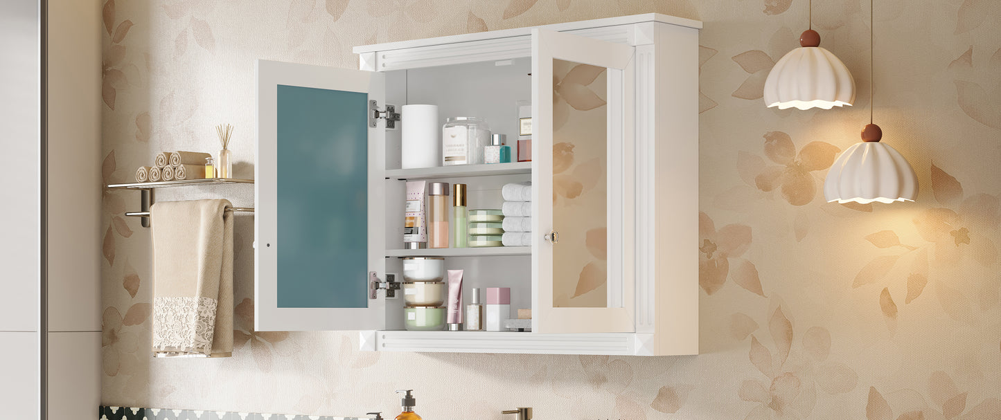 36'' x 28'' Wall Mounted Medicine Cabinet with Mirrors - White
