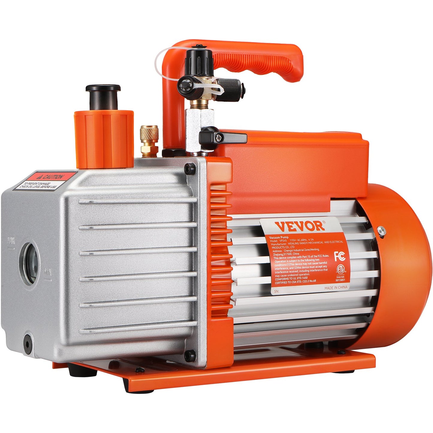 5 CFM Two-Stage Rotary Vane HVAC Vacuum Pump - Orange Power Tool