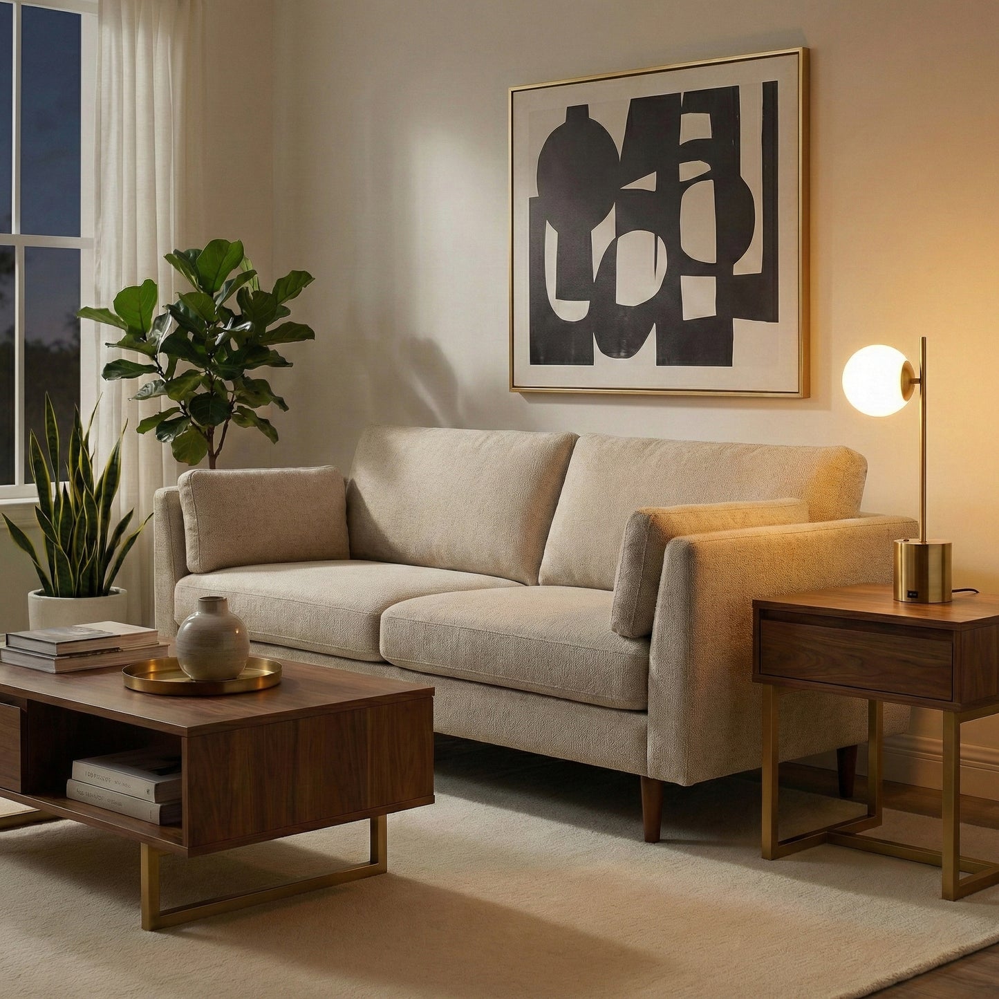 Ethereal Modern Small Brass Metal Table Lamp With White Glass Globe