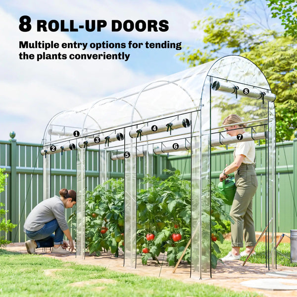 Walk-In Greenhouse with Roll-Up Zipper Doors - 116.1" x 39.4"