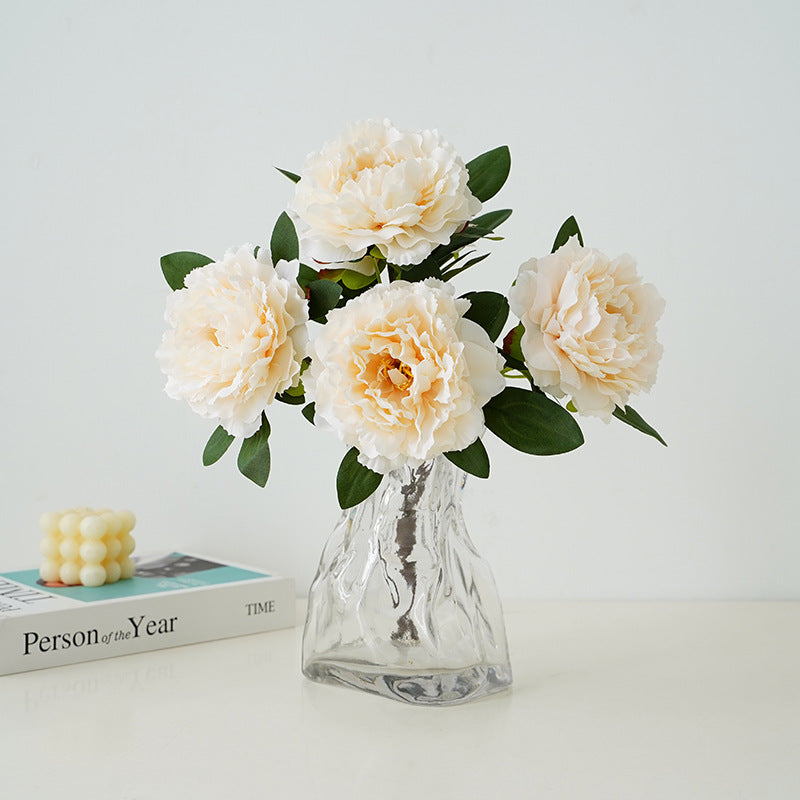 Artificial Flower Peony Bouquet 5-Head Silk Flower Arrangement for Home & Wedding