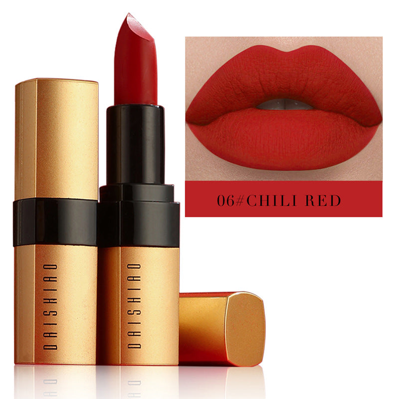 Waterproof Lipstick with Gold Tube - Matte Nonstick Cup for Makeup