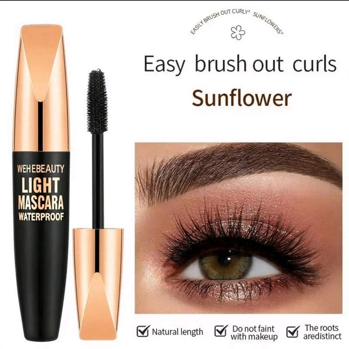 Waterproof Long-Lasting Black Eyelash Mascara - Curly, Thick, Not Smudge