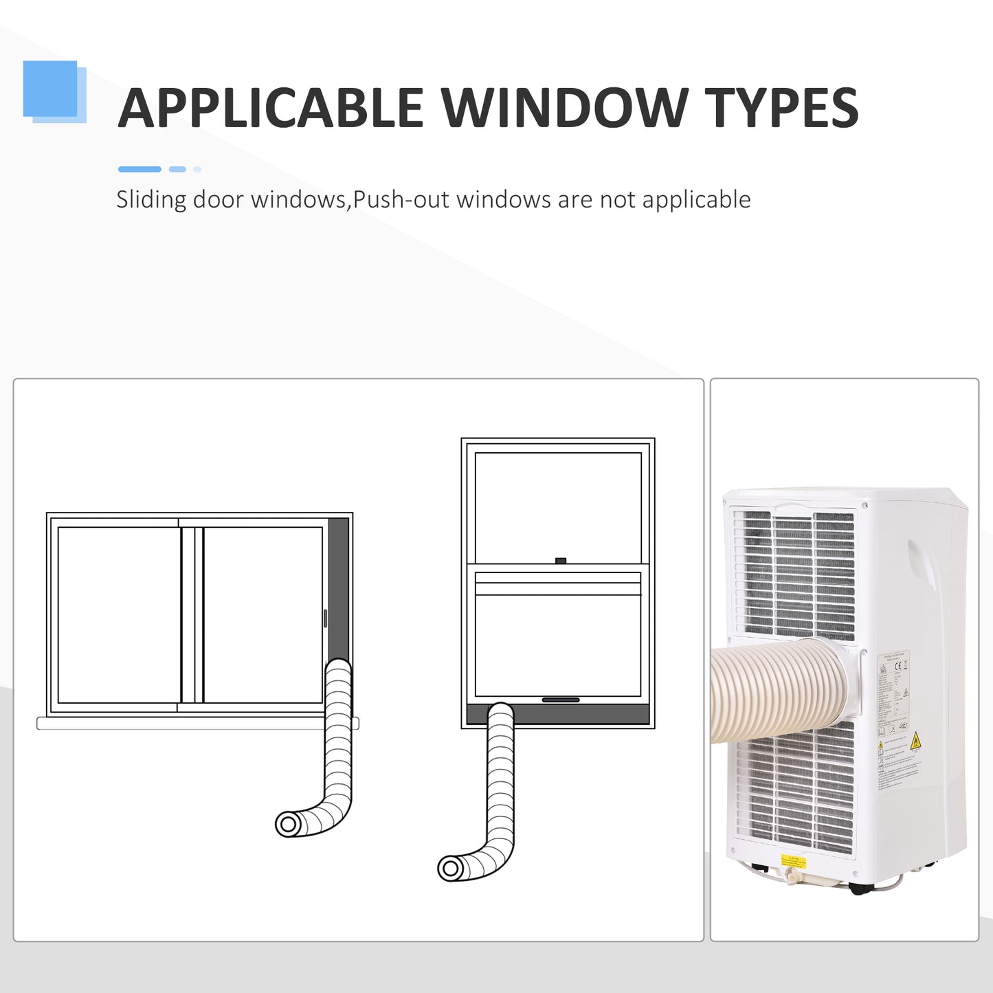 Portable 8000BTU Air Conditioner with Remote Control for Room Cooling & Dehumidifying - White