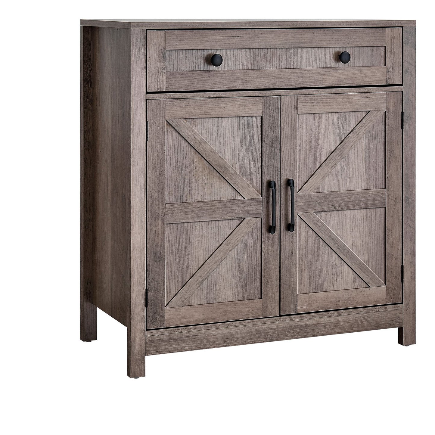 Farmhouse Coffee Bar Cabinet with Drawer and Barn Doors - Grey Kitchen Storage