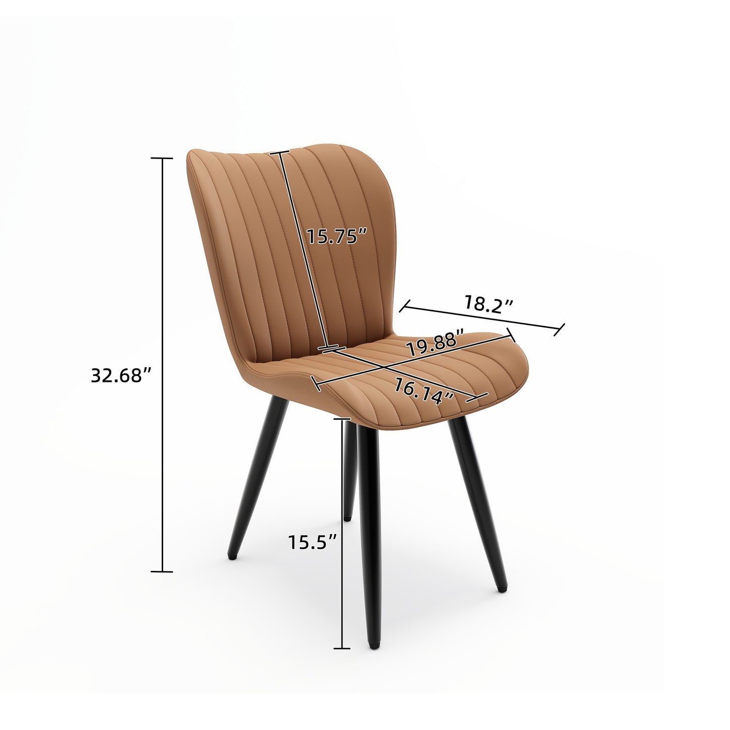 Modern PU Leather Dining Chairs - Set of 2, Brown