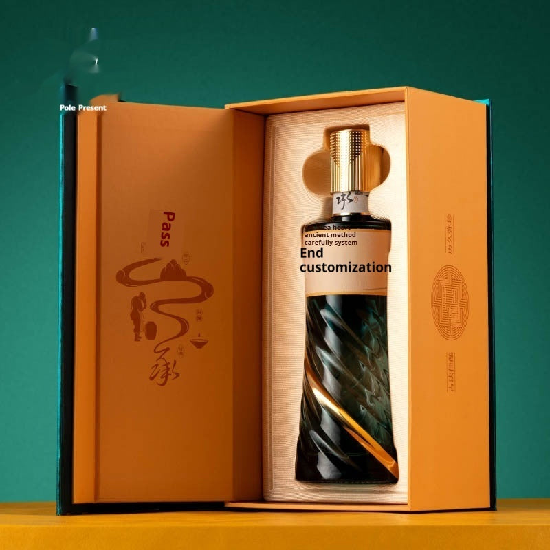Gold-Plated Silk Screen Liquor Book Box for Home & Party Decor