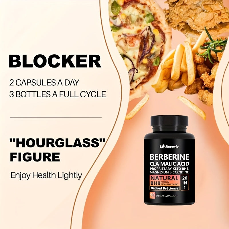 Berberine 20-in-1 Keto BHB Supplement with CLA & L-Carnitine - 90 Capsules