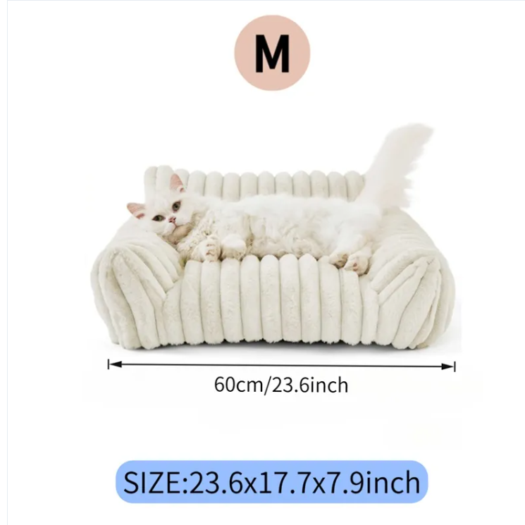 Pet Sofa Bed with Removable Washable Cover for Small Cats & Dogs - Fluffy, Supportive Couch