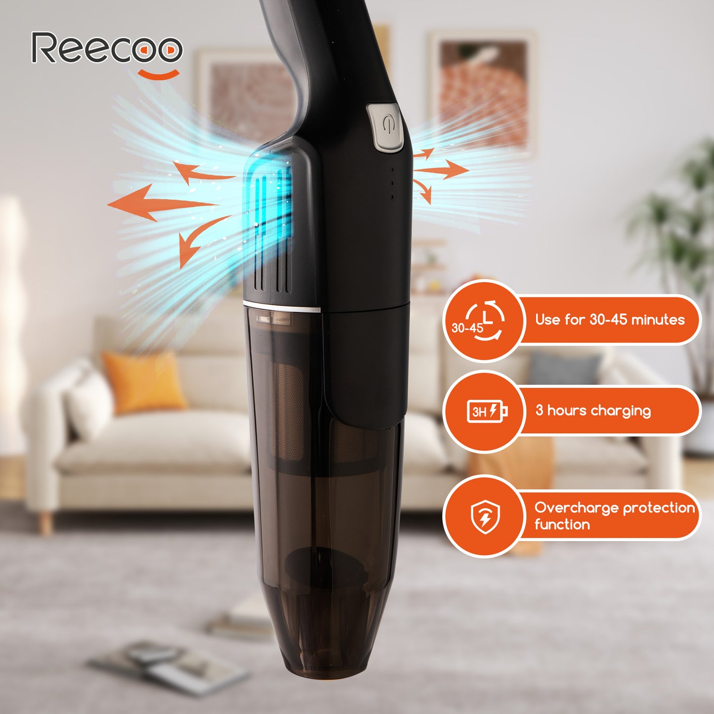 Cordless Handheld Vacuum Cleaner with 2-Level Suction - Black