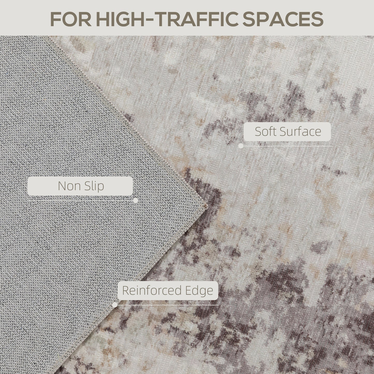Machine Washable 4x6 Area Rug - Non-Slip Abstract Carpet, Mixed-Brown