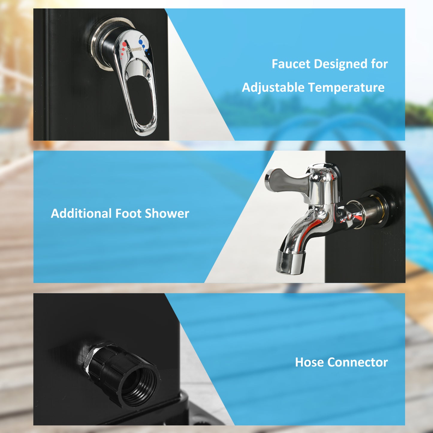 10.6 Gallon Solar Heated Outdoor Shower with Foot Rinse