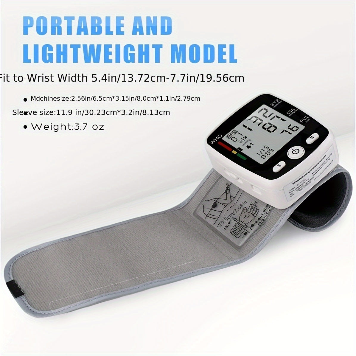 Automatic Wrist Blood Pressure Monitor - Rechargeable Voice Broadcast Cuff