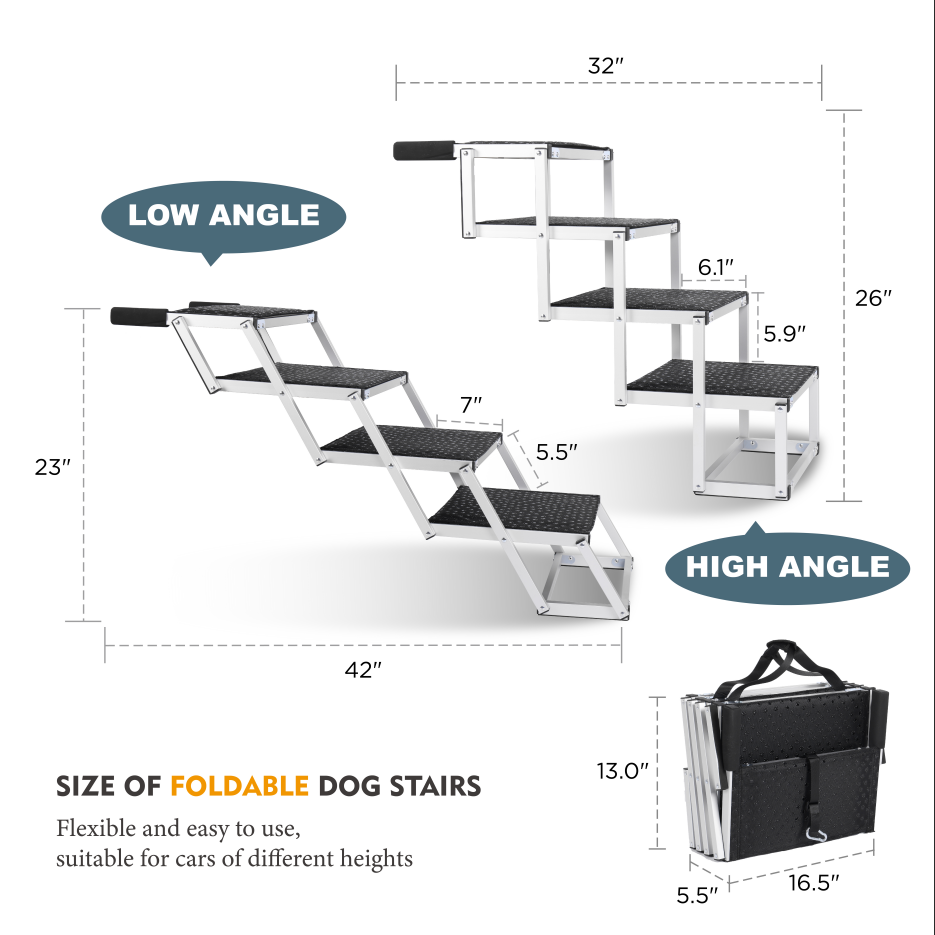 Foldable Dog Ramp for Cars SUV Truck Large Dogs Non-Slip Lightweight Supports 250lbs