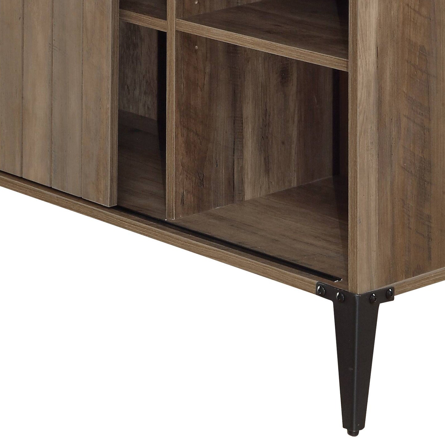 48" Gray Oak & Black Finish Writing Desk with Sliding Barn Door