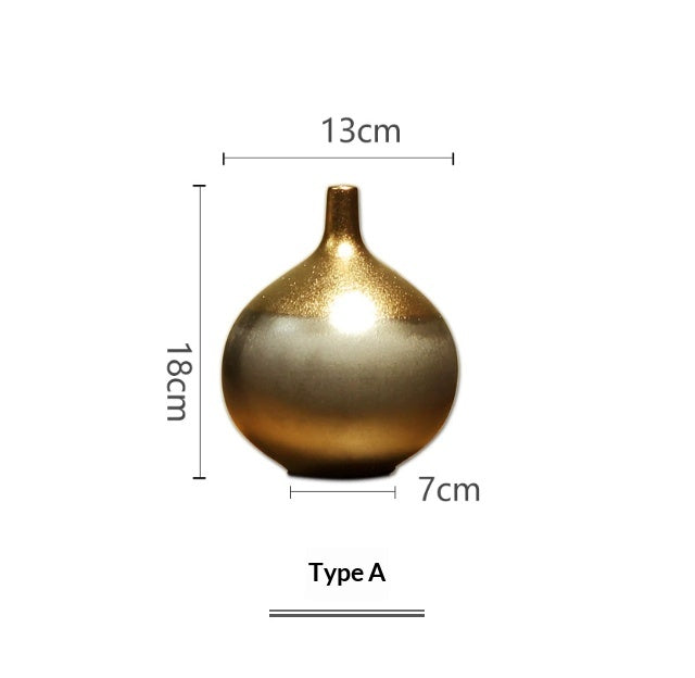Decorative Ceramic Vase with Metal Glaze - Creative Home Storage Cabinet Accessory