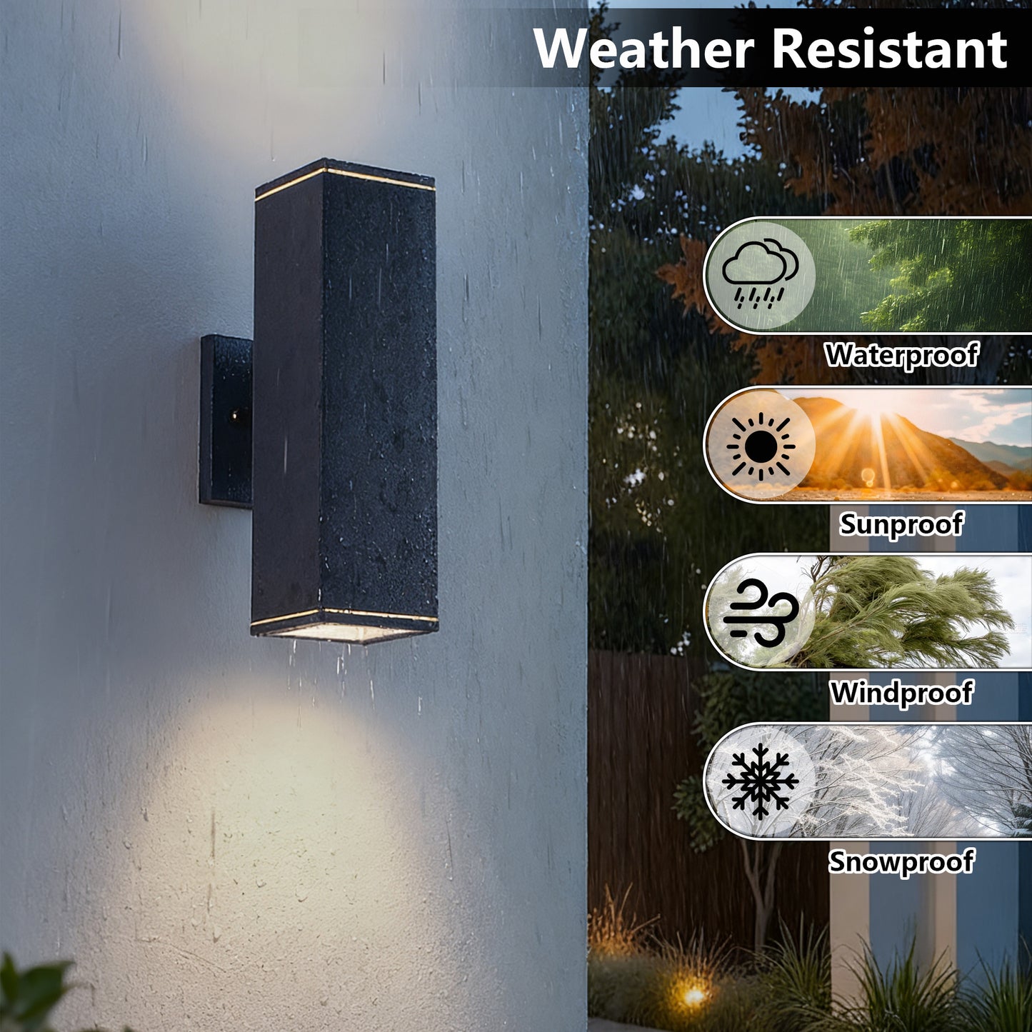 Modern Outdoor Wall Sconce Light - Waterproof Aluminum 2-Pack