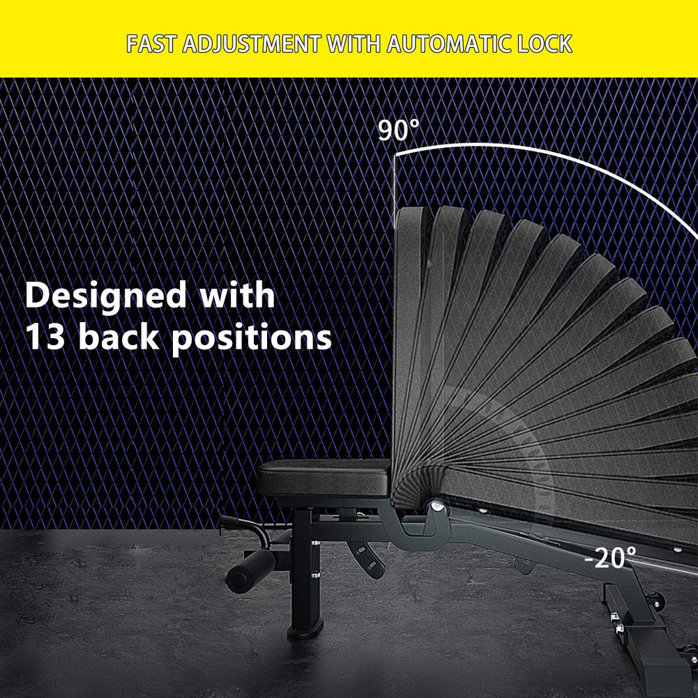 Adjustable Weight Bench for Full Body Workout - Black
