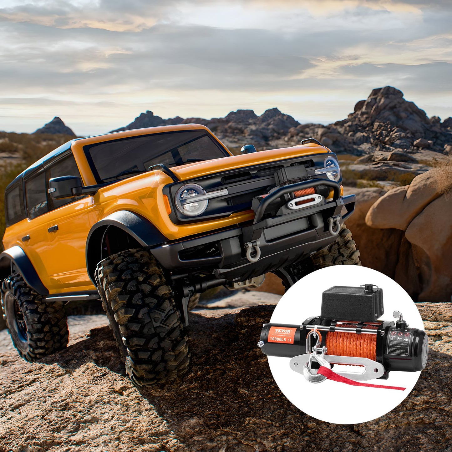 10,000Lb Electric Winch with Synthetic Rope for Off-Road Recovery Waterproof Remote