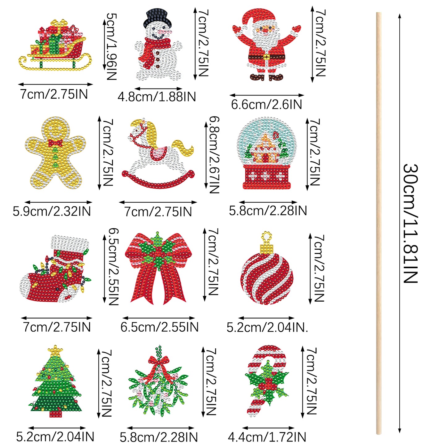 Christmas Rhinestones Art Kits - 12 Multi-Color Packs